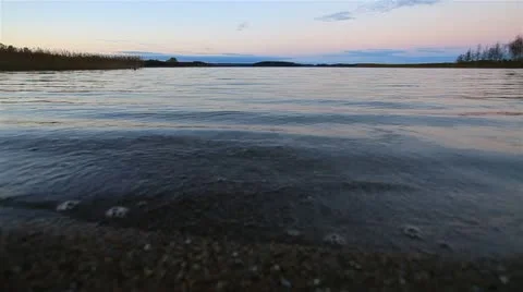 Sunset on the lake. camera movement. Stock Footage 12462687