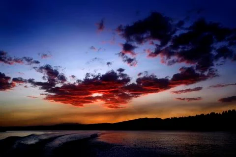 Sunset Lake Clouds in Sky Stock Photos
