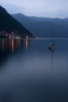 Sunset On Lake Como Stock Photos