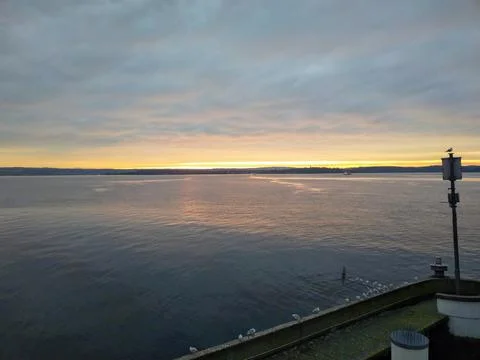 Sunset at lake constance Stock Photos