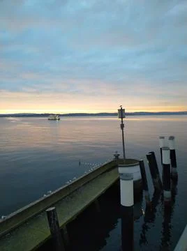 Sunset at lake constance Stock Photos