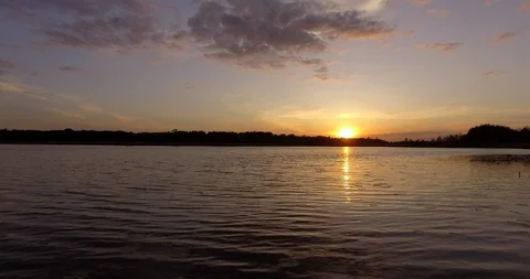 Sunset at lake drone Video stock 95483108