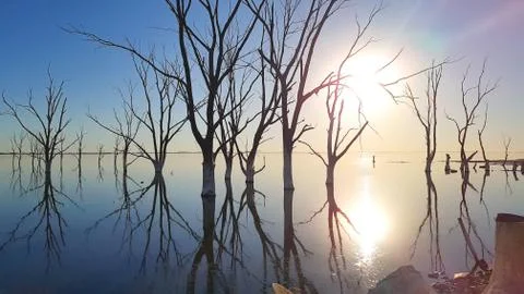 Sunset on lake Epecun (Argentina) Stock Photos