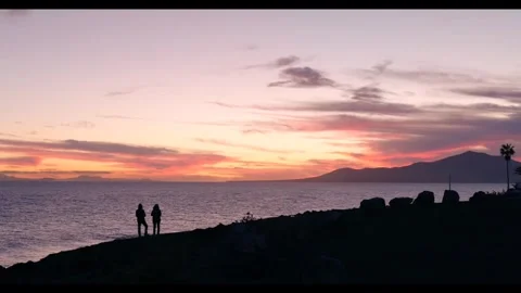 Sunset Lake evening couple Video stock 273698076