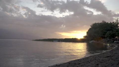 Sunset on the lake in the evening Stock Footage 166239350