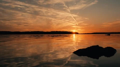 Sunset lake evening Video stock 272181165