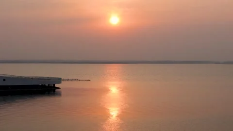 Sunset at the lake in the evening Stock Footage 346934008