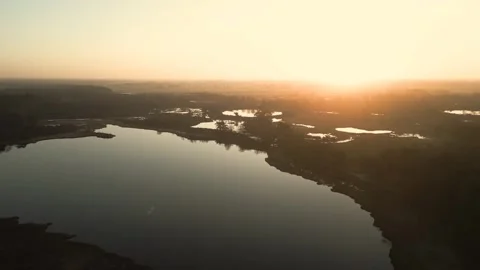 Sunset Lake evening nature Video stock 273698046