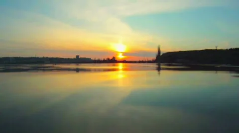 Sunset on the lake Stock Footage 835334