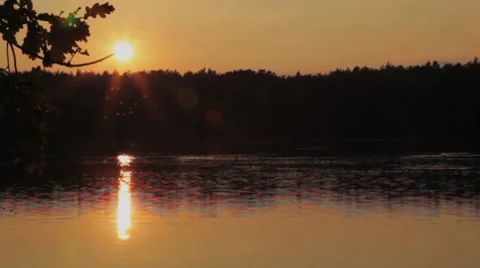 Sunset by lake Stock Footage