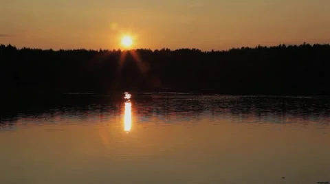 Sunset by lake Stock Footage 7727773