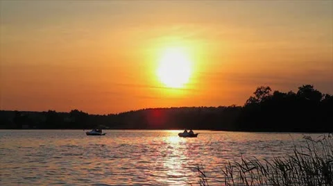 Sunset on the lake Stock Footage