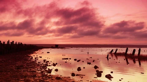 Sunset on the lake Stock Footage 66066635