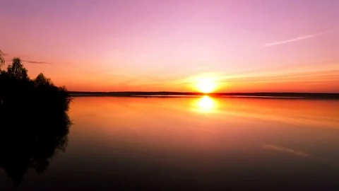 Sunset on the lake Stock Footage 70334680