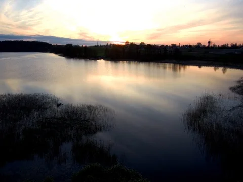 Sunset on the lake Stock Footage 75615766