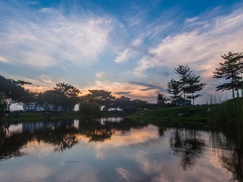 Sunset at the lake Stock Footage 80130095