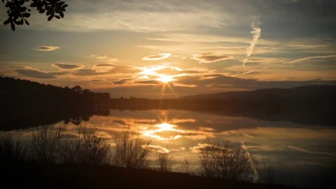 Sunset on the lake Stock Footage 86524702