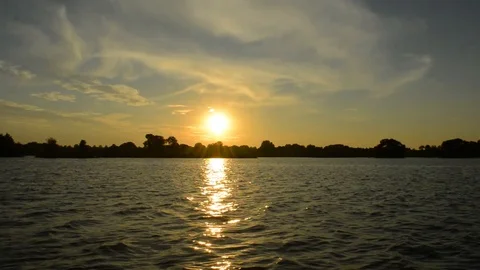 Sunset On The Lake Stock Footage 86847181