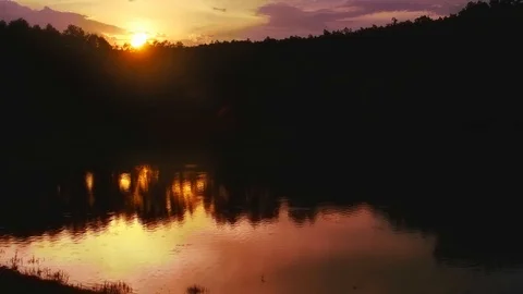 Sunset on the lake Stock Footage 95532292