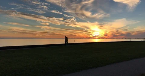 Sunset on the Lake Stock Footage 97357252