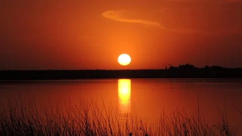 SUNSET WITH A LAKE Stock Footage