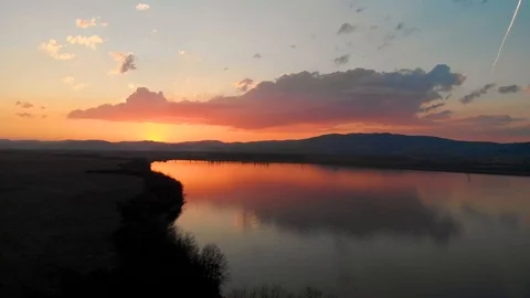 Sunset by the lake Stock Footage