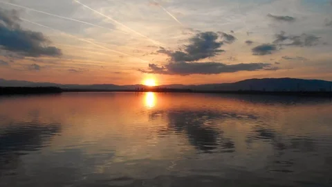 Sunset by the lake 스톡 동영상 117061104