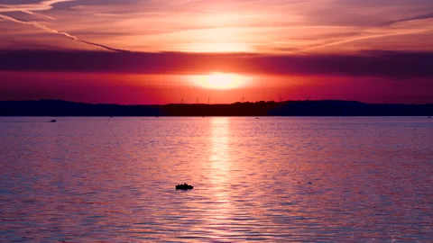 Sunset on a lake Stock Footage 155822485