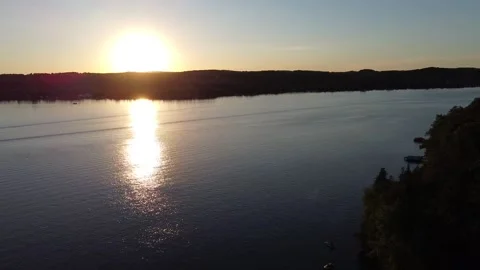SUNSET ON LAKE Stock Footage 158393374