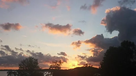 Sunset by the lake Stock Footage 167035823