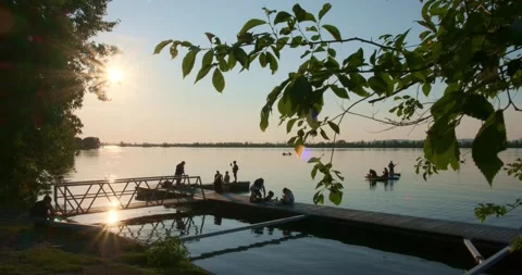 Sunset on the lake Stock Footage 201487854