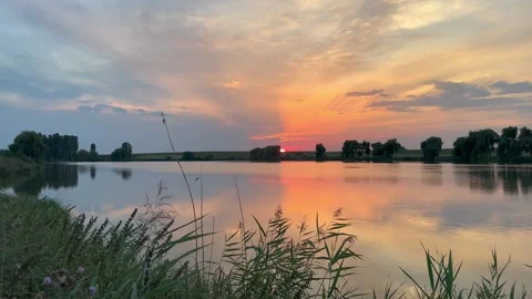 Sunset on the lake Stock Footage 248413327