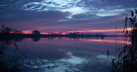 Sunset on a lake Stock Footage 253470301