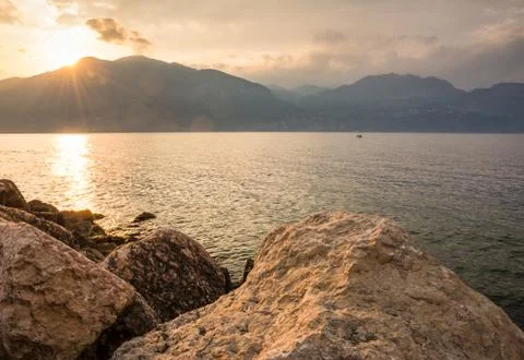 Sunset at Lake Garda Stock Photos