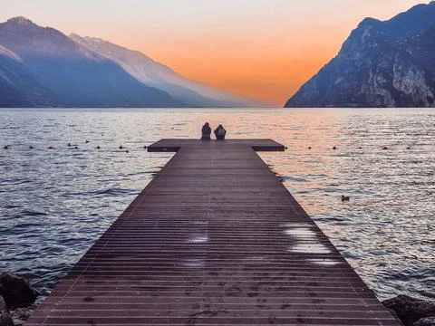 Sunset on Lake Garda Stock Photos