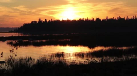 Sunset on Lake Huron coast Stock Footage