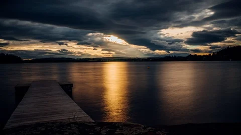 Sunset on a Lake | Krokkleiva | Norway Stock Footage