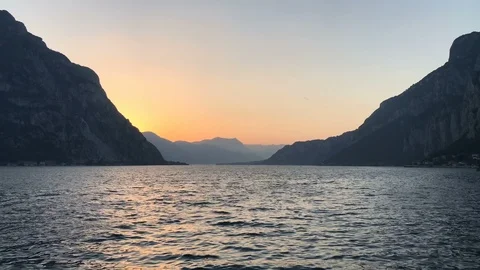 Sunset Lake Landscape with Mountains Video stock 127498574