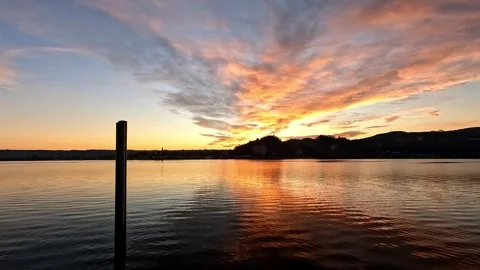 Sunset on lake Maggiore from Angera Stock Footage 279374663