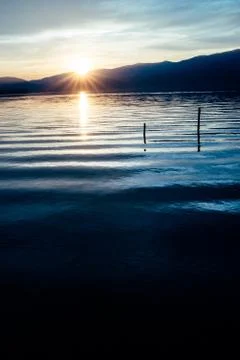 Sunset on Lake Maggiore the second largest lake in Italy Foto stock