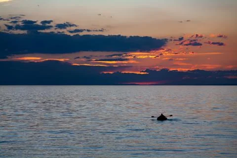Sunset on a lake in Mongolia Foto stock