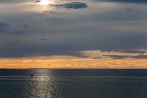 Sunset on a lake in Mongolia Stock Photos