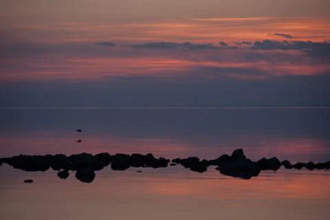 Sunset on a lake in Mongolia Stock Photos