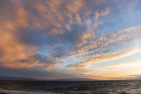Sunset on a lake in Mongolia Stock Photos