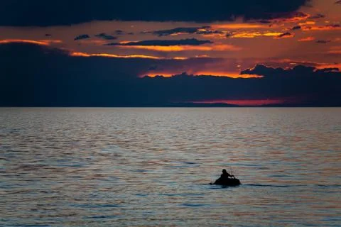 Sunset on a lake in Mongolia Stock-Fotos
