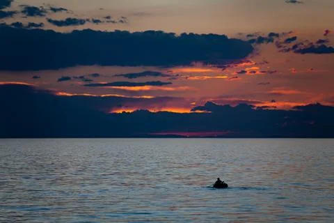 Sunset on a lake in Mongolia Stock Photos