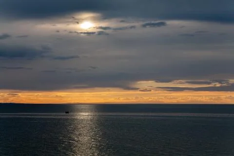 Sunset on a lake in Mongolia Stock Photos