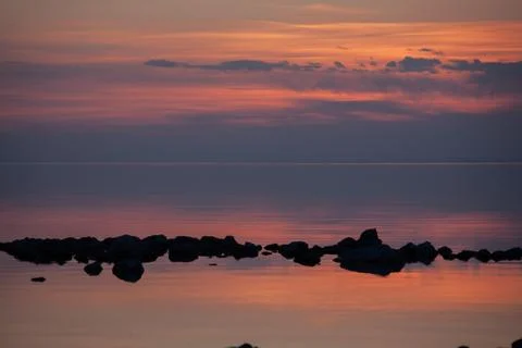 Sunset on a lake in Mongolia Stock Photos
