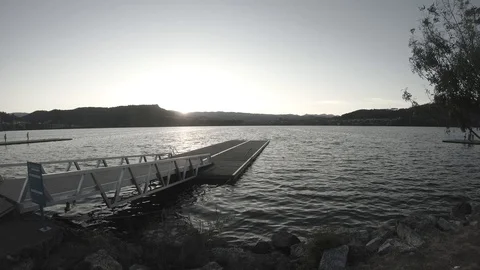 SUNSET IN THE LAKE WITH PEOPLE Stock Footage 93581951