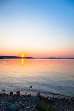 Sunset on a lake Stock Photos